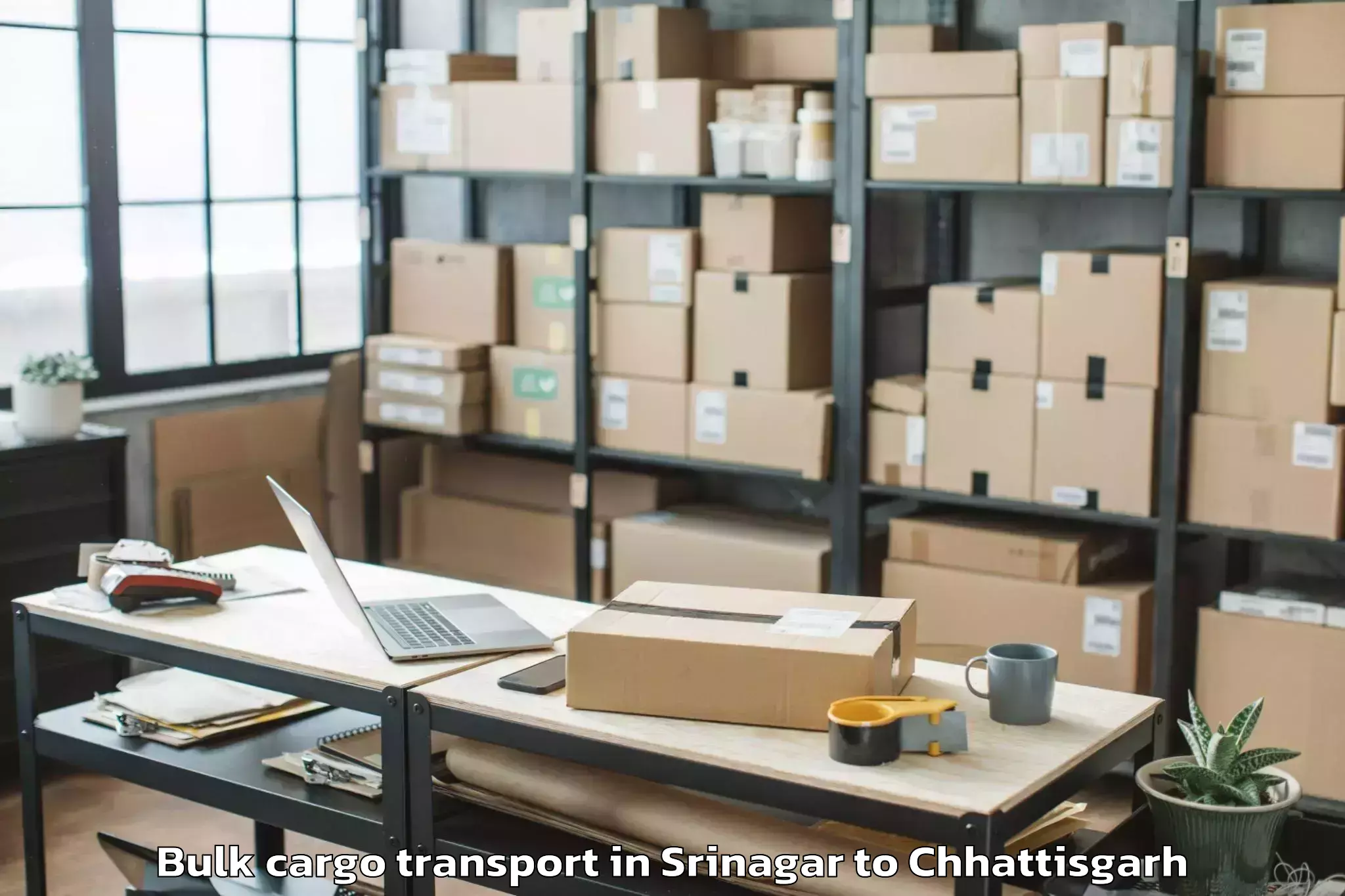 Hassle-Free Srinagar to Raigarh Chhattisgarh Bulk Cargo Transport